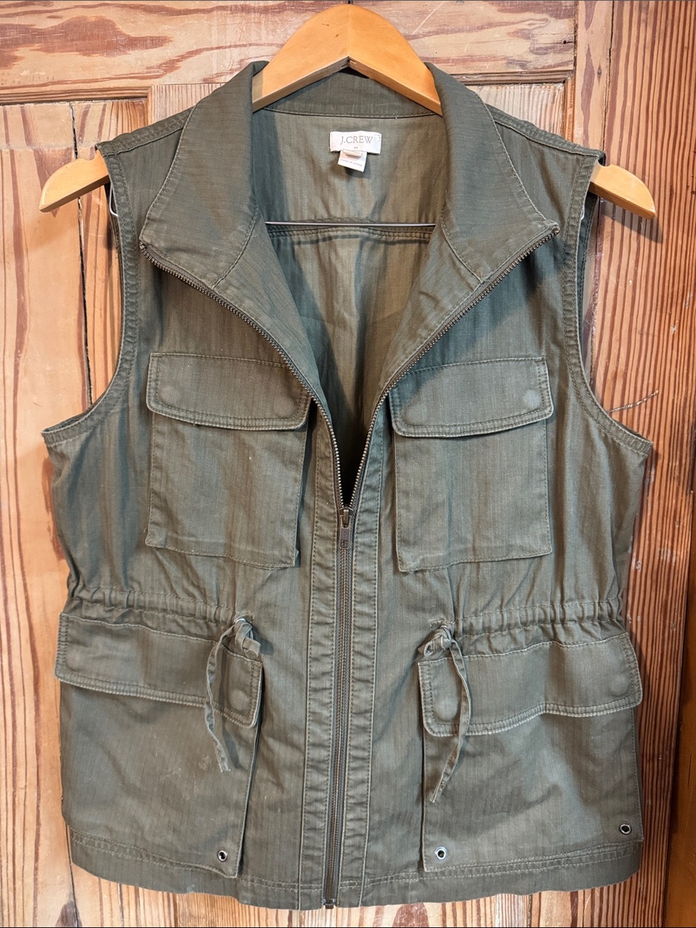 J. Crew medium Olive Green Drawstring Utility Vest